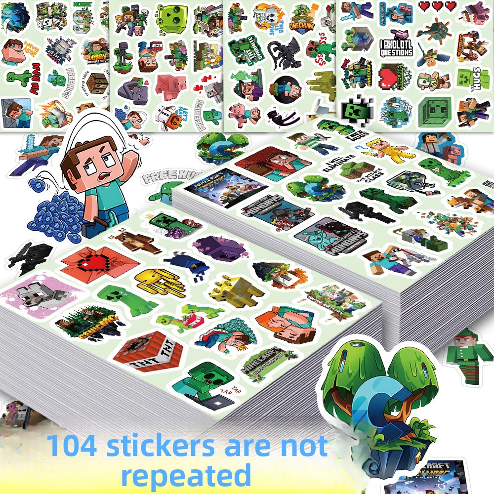 104pcs Minecrafte Stickers Cre - Cosplay Prop Dagger 评论和价格